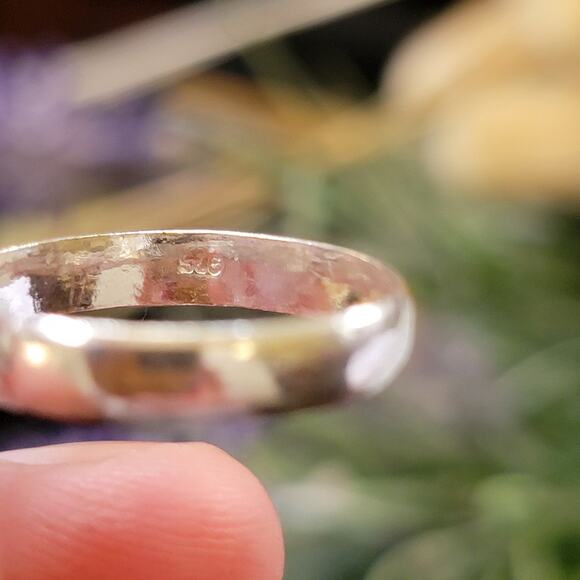 Pink Agate Slice Statement Rings, Gemstone Sterling Silver Ring, Size 7.5 - Picture 8 of 10